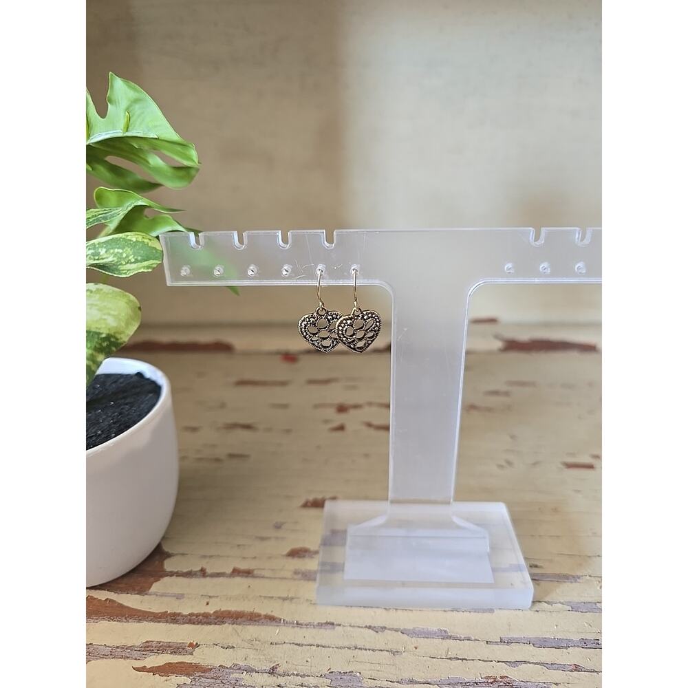 Silver Tone Filigree Hollow Heart Shaped‎ Fashion Jewelry Drop Dangle Earrings